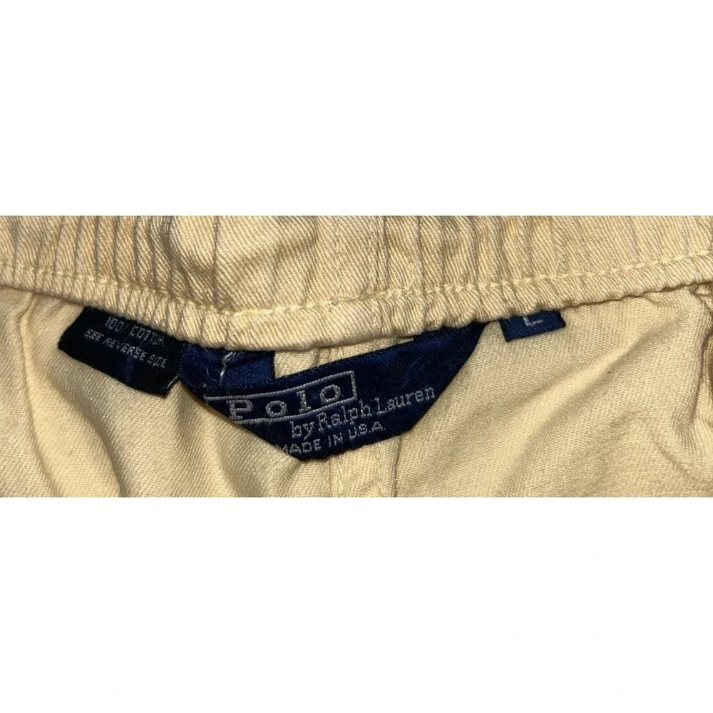 Vintage Polo Ralph Lauren Butter Yellow Shorts Purple Pony Womens Large USA MADE